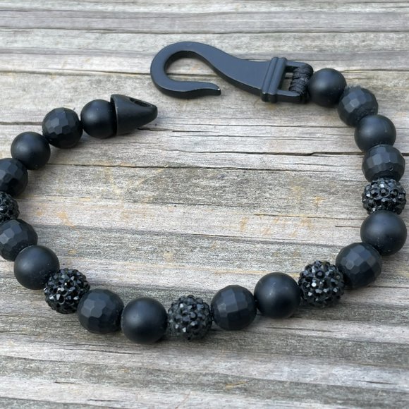 Nordstrom Rack Bracelet Men Wristband Black beads - Picture 4 of 9